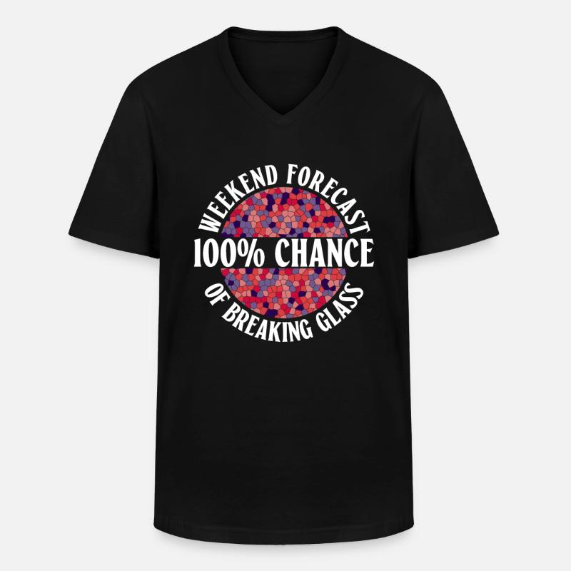 Wochenendvorhersage - 100% Chance auf - Männer-T-Shirt mit V-Ausschnitt - Schwarz
