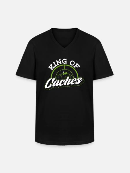 King of Caches - Geocaching Geocacher - Men's V-Neck T-Shirt - black