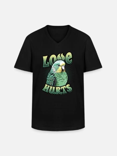 Love Hurts Budgie Bird - Men's V-Neck T-Shirt - black