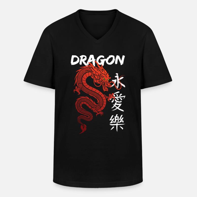 Dragon - Männer-T-Shirt mit V-Ausschnitt - Schwarz