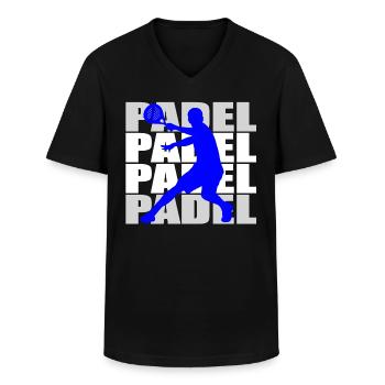 Padel - Klassisk herre T-shirt med V-udskæring - sort - Foran - AI Model Male 178 dark (178cm)