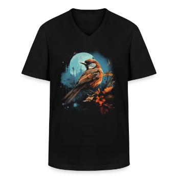 Majestic Bird Illustration Bird Lover - Men's V-Neck T-Shirt - black - Front - AI Model Male 178 dark (178cm)