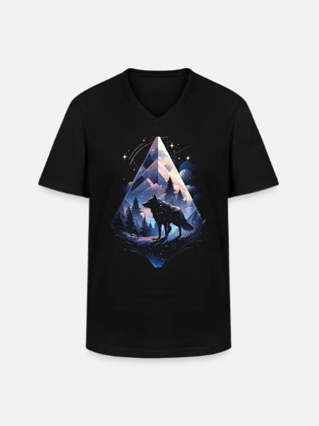 Majestic Wolf Wolves - Men's V-Neck T-Shirt - black