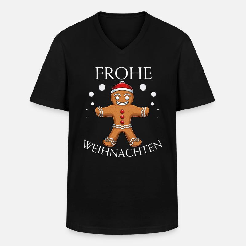 Lebkuchenmann - Lebkuchen Weihnachten Geschenk - Männer-T-Shirt mit V-Ausschnitt - Schwarz