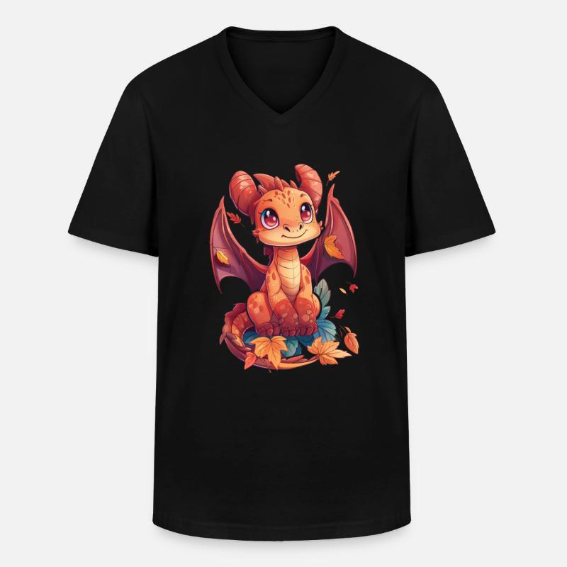 Drache Thanksgiving Herbst Kinder - Männer-T-Shirt mit V-Ausschnitt - Schwarz