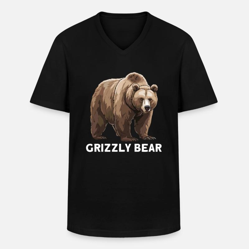 Grizzlybär Braunbär - Männer-T-Shirt mit V-Ausschnitt - Schwarz