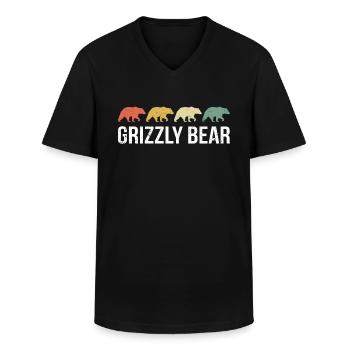 Grizzli Ours brun - T-shirt col V Homme - noir - Devant - AI Model Male 178 dark (178cm)