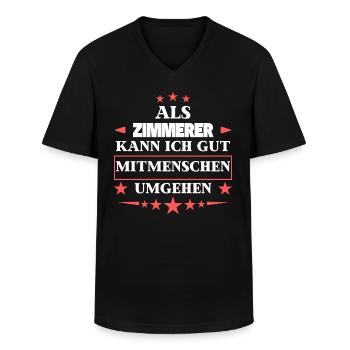 comme charpentiers. - T-shirt col V Homme - noir - Devant - AI Model Male 178 dark (178cm)