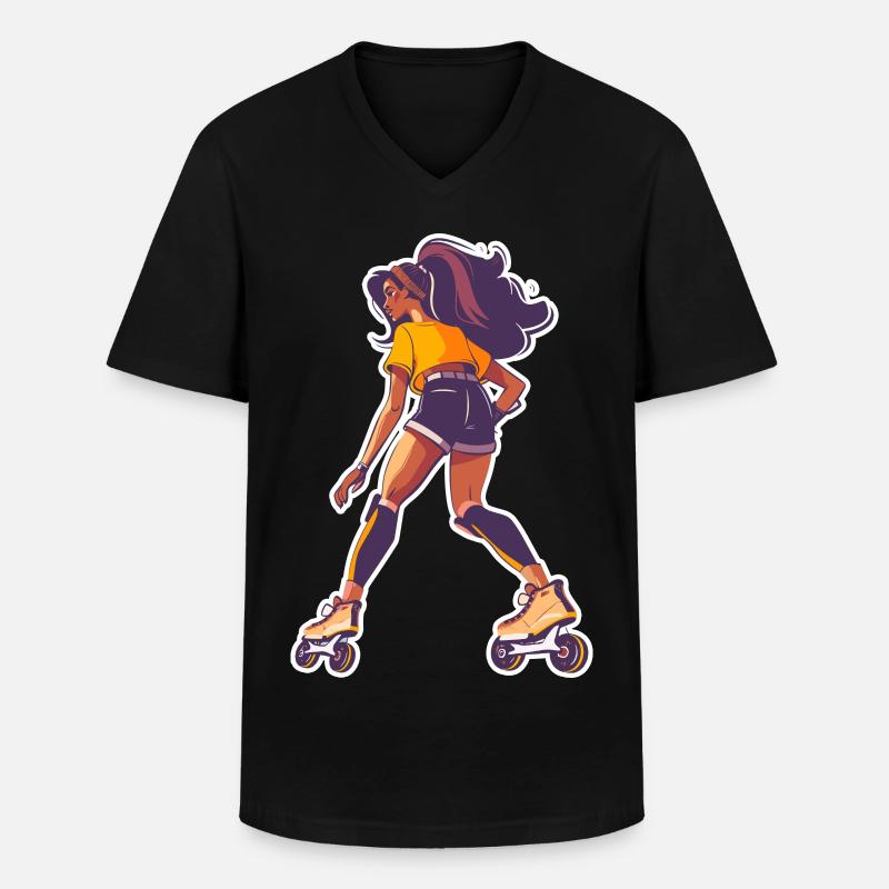 Rollschuhläuferin - Männer-T-Shirt mit V-Ausschnitt - Schwarz
