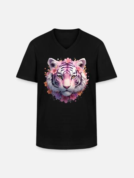 Tiger Head - Men's V-Neck T-Shirt - black