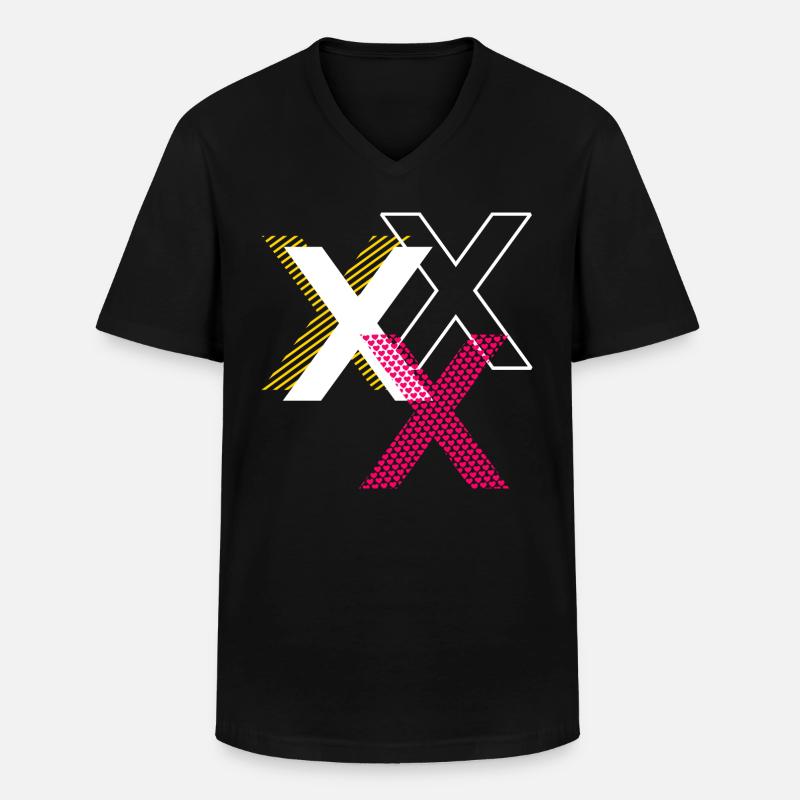 Buchstabe X - Männer-T-Shirt mit V-Ausschnitt - Schwarz