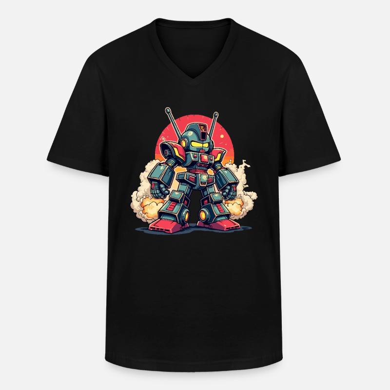 Roboter, Digitale Kunst - Männer-T-Shirt mit V-Ausschnitt - Schwarz