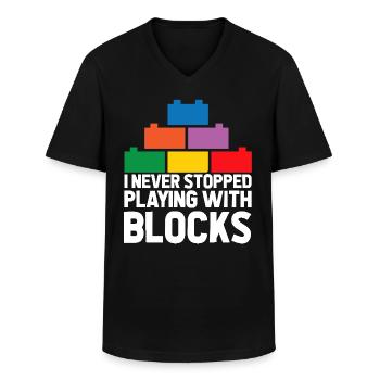 Brick Builder Brick Building Master Builder - Men's V-Neck T-Shirt - black - Front - AI Model Male 178 dark (178cm)