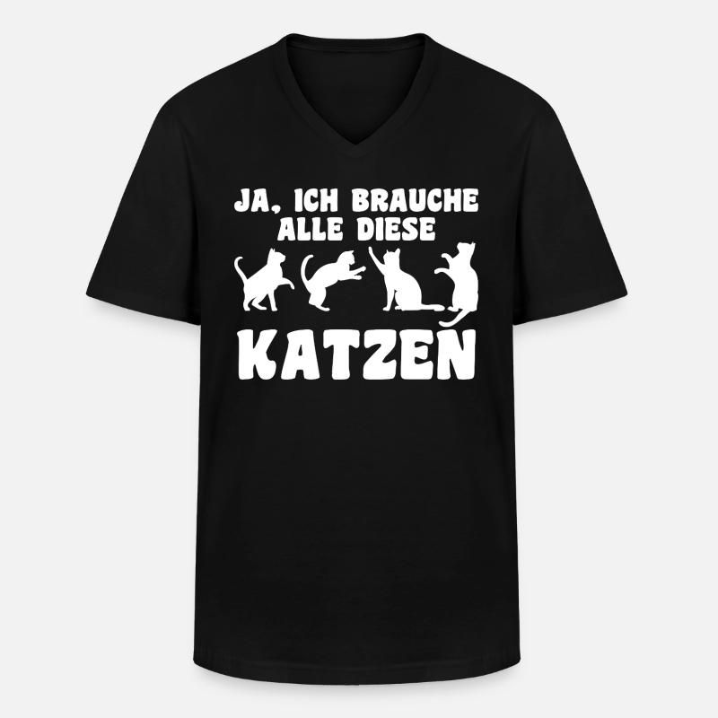 Katze Tier Katzen Geschenk - Männer-T-Shirt mit V-Ausschnitt - Schwarz