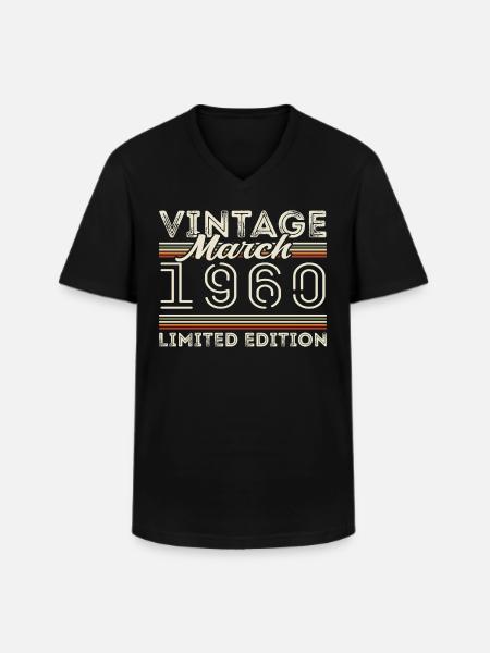 mars 1960 vintage 1960-talet födelsedagspresent mars - T-shirt med V-ringning herr - svart