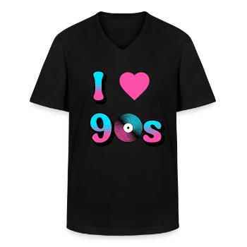 I Love the 90s Retro Nostalgia - Men's V-Neck T-Shirt - black - Front - AI Model Male 178 dark (178cm)