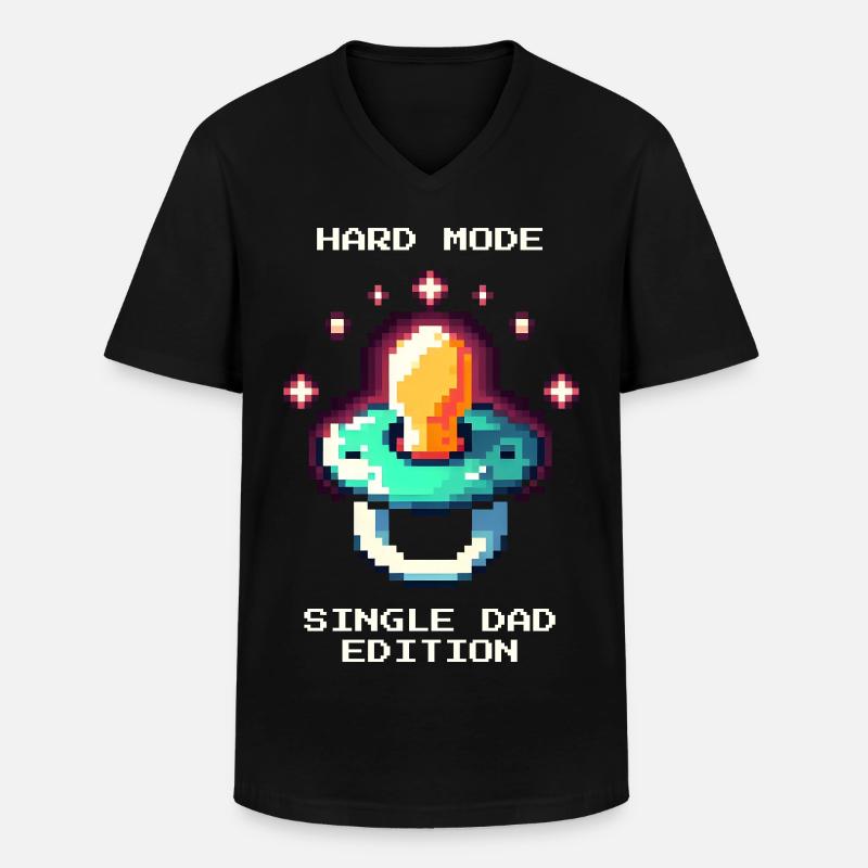 Mode difficile : Papa célibataire | Parent célibataire - T-shirt col V Homme - noir