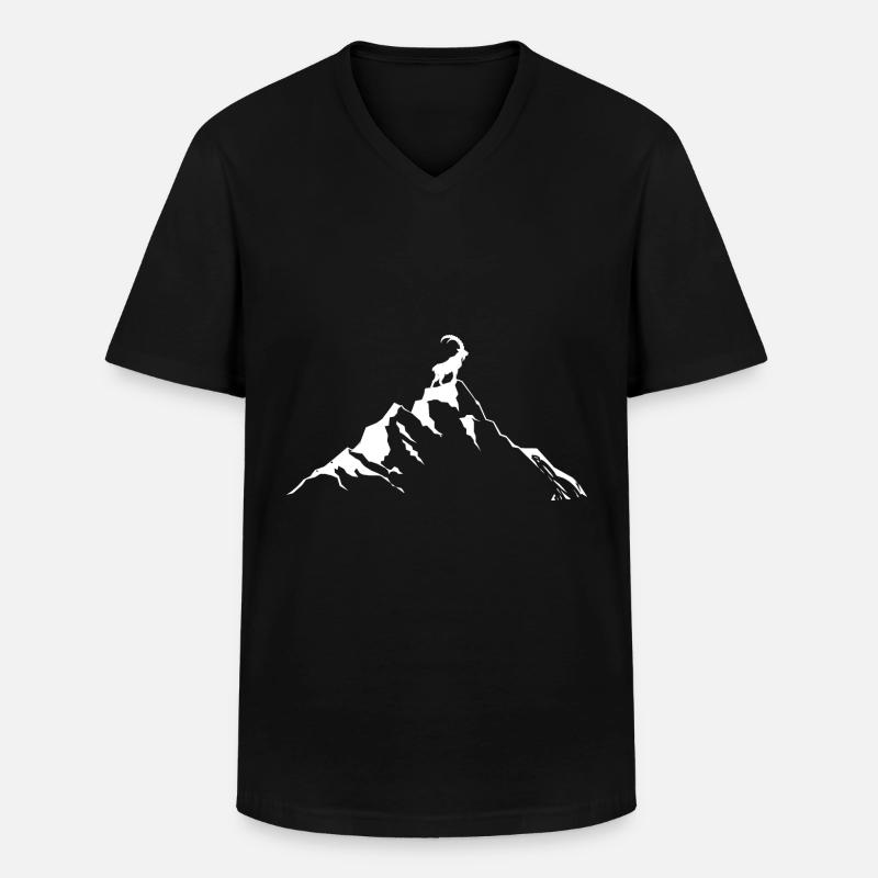Ziege - Berg - (3) - Männer-T-Shirt mit V-Ausschnitt - Schwarz