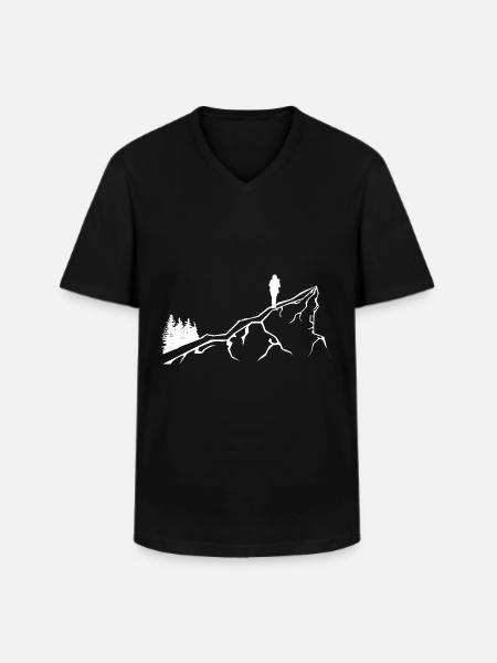 Mountain - Hiking - (22) - Men's V-Neck T-Shirt - black