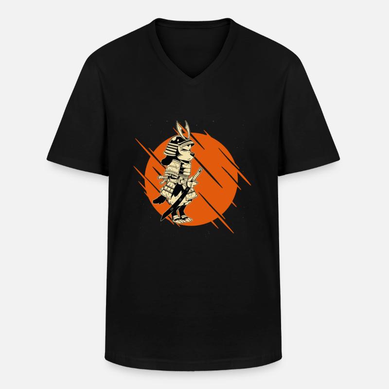 Samurai Hund Tier - Männer-T-Shirt mit V-Ausschnitt - Schwarz