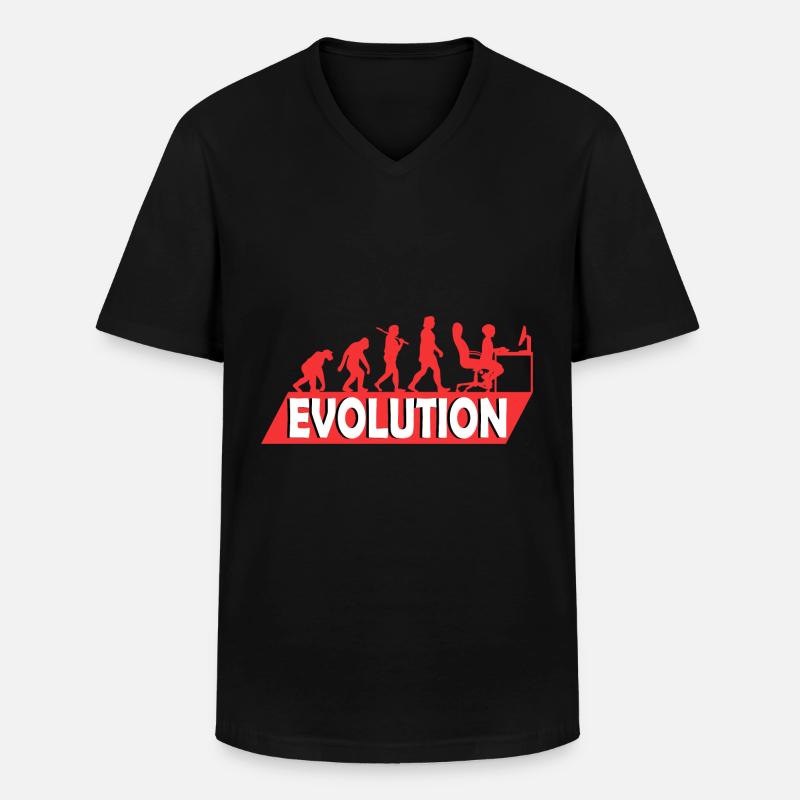 Computer Nerd Programmer Evolution funny - Men's V-Neck T-Shirt - black