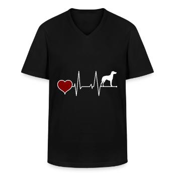 Manchester Terrier toy dog mom heartbeat - Men's V-Neck T-Shirt - black - Front - AI Model Male 178 dark (178cm)