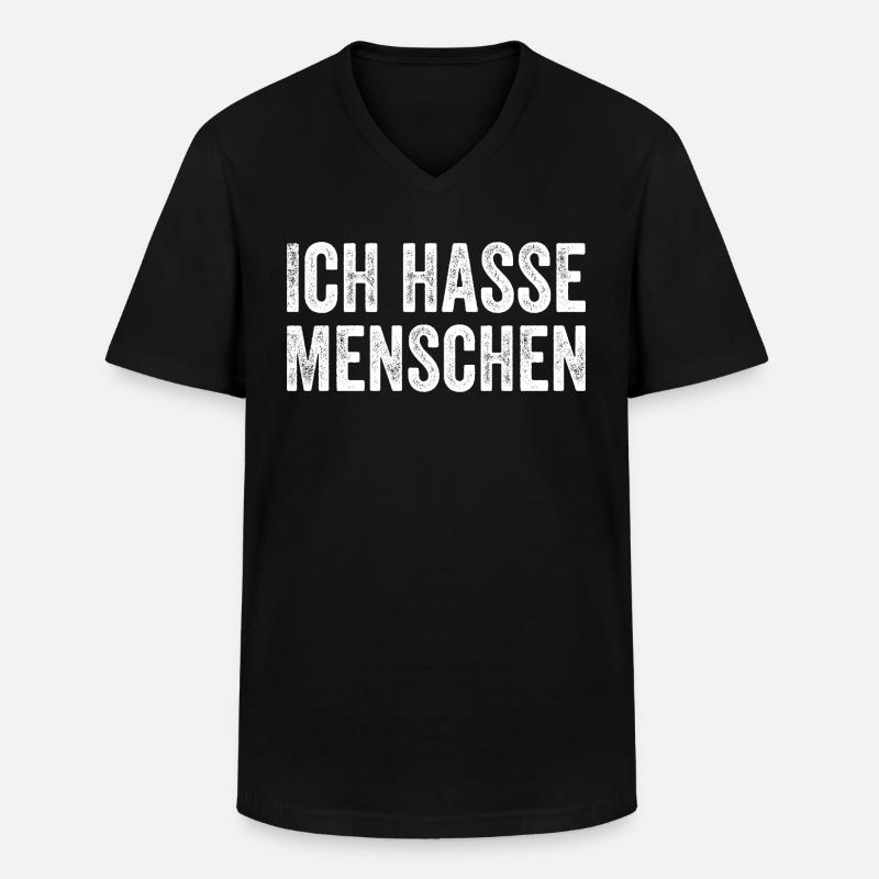 Ich hasse Menschen - Männer-T-Shirt mit V-Ausschnitt - Schwarz