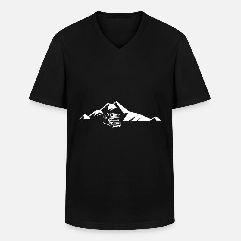 Berg - Camping Van - (9) - Männer-T-Shirt mit V-Ausschnitt - Schwarz