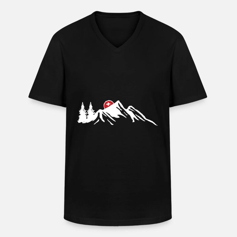 Schweiz Schweizerdeutsch Schweizer Berge - Männer-T-Shirt mit V-Ausschnitt - Schwarz
