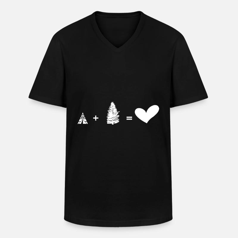 Baum - Herz - Camping - (2) - Männer-T-Shirt mit V-Ausschnitt - Schwarz