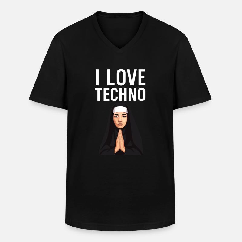 Techno ist meine Religion - Männer-T-Shirt mit V-Ausschnitt - Schwarz