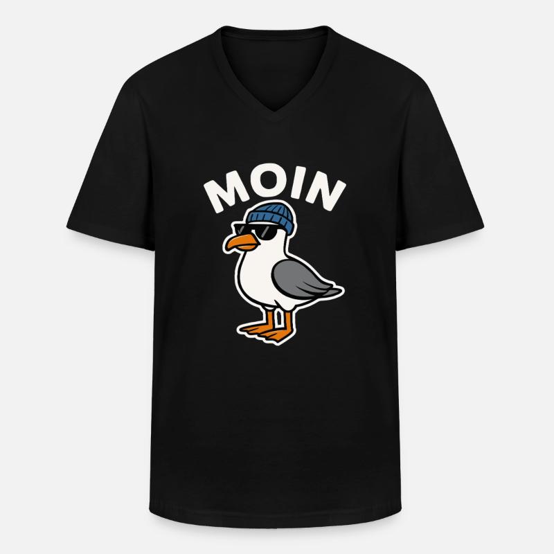 Moin Möwe - Männer-T-Shirt mit V-Ausschnitt - Schwarz