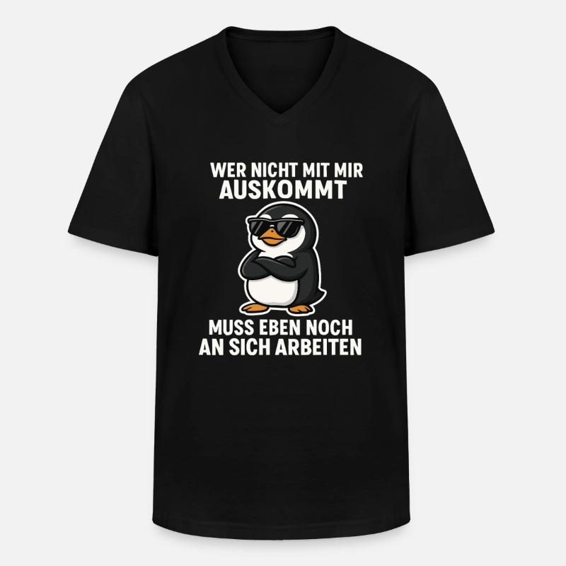 Cooler Pinguin-Spruch - Männer-T-Shirt mit V-Ausschnitt - Schwarz