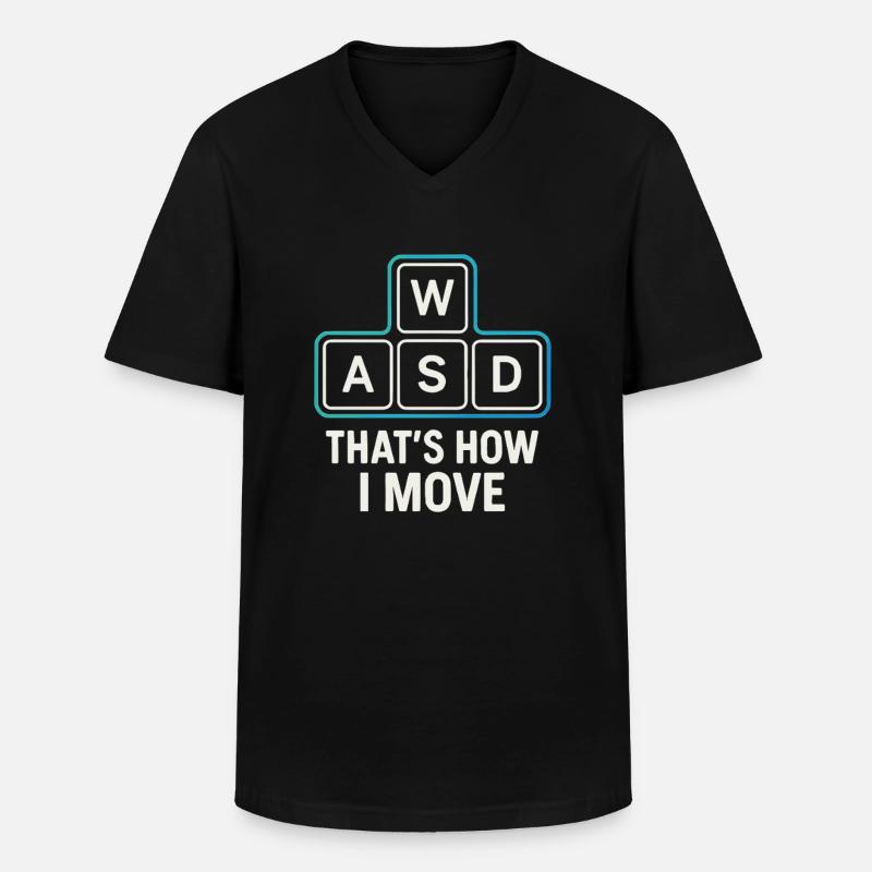 WASD – Gamer Move - Männer-T-Shirt mit V-Ausschnitt - Schwarz