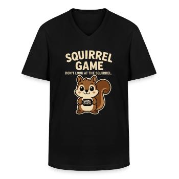 Squirrel Funny Saying game over - Men's V-Neck T-Shirt - black - Front - AI Model Male 178 dark (178cm)