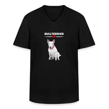 Bull terrier - T-shirt col V Homme - noir - Devant - AI Model Male 178 dark (178cm)
