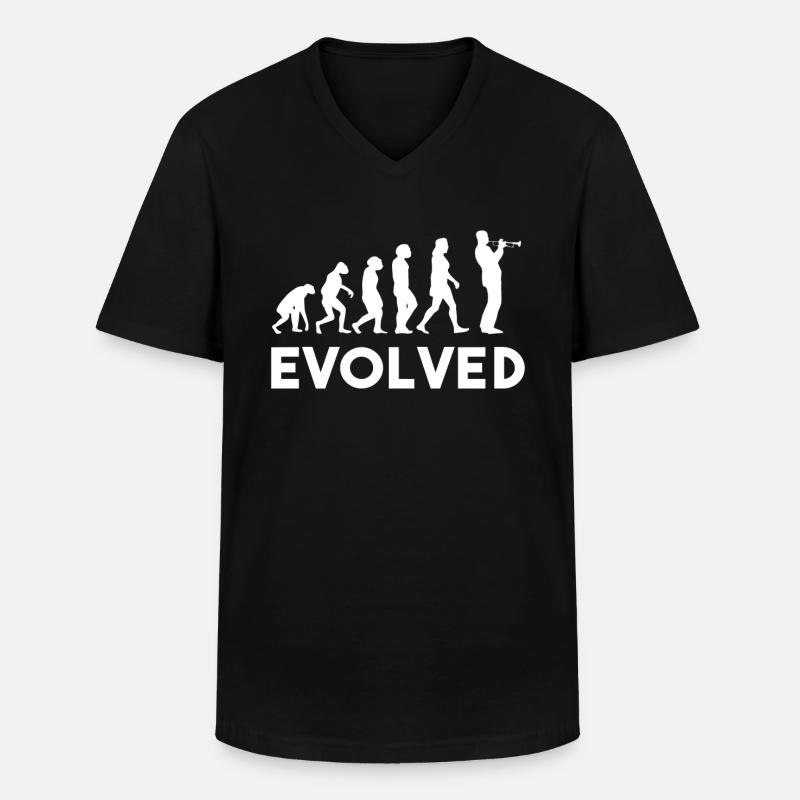 Trompete Evolution - Männer-T-Shirt mit V-Ausschnitt - Schwarz