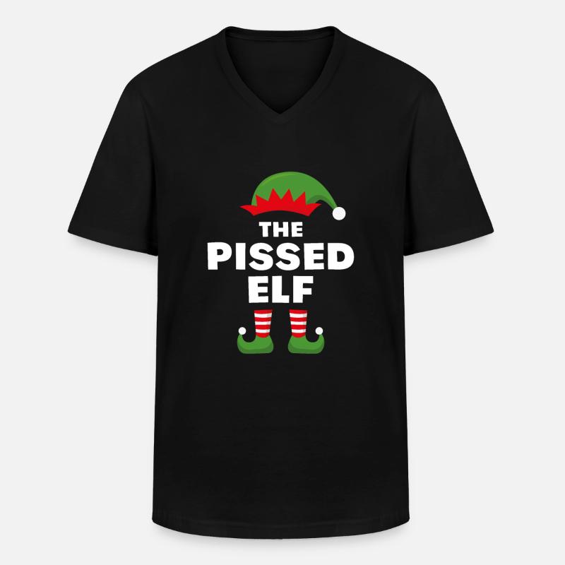 Der angepisste Elf - Männer-T-Shirt mit V-Ausschnitt - Schwarz