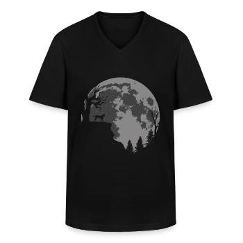 Bardino Majorero Canario Chien Lune - T-shirt col V Homme - noir - Devant - AI Model Male 178 dark (178cm)