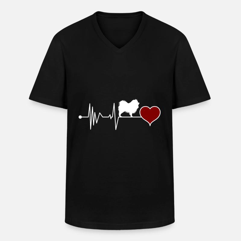 Deutscher Wolfsspitz Spitz Keeshond Herzschlag - Männer-T-Shirt mit V-Ausschnitt - Schwarz