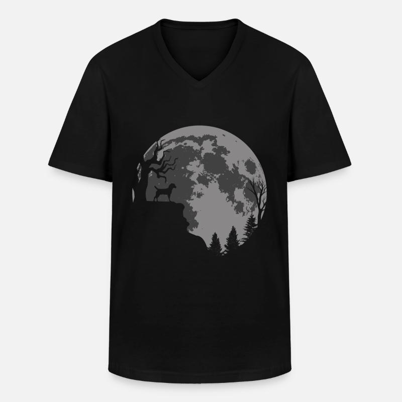 Heideterrier Mond Silhouette - Männer-T-Shirt mit V-Ausschnitt - Schwarz