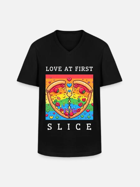 Love at first slice - Men's V-Neck T-Shirt - black