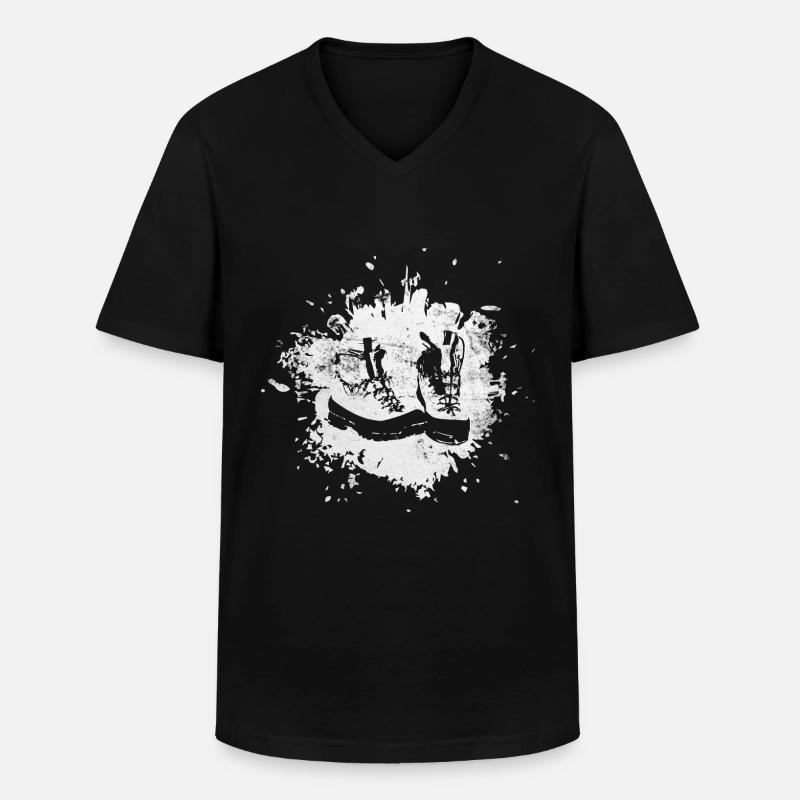 Spritzer - Wanderschuhe - (2) - Männer-T-Shirt mit V-Ausschnitt - Schwarz
