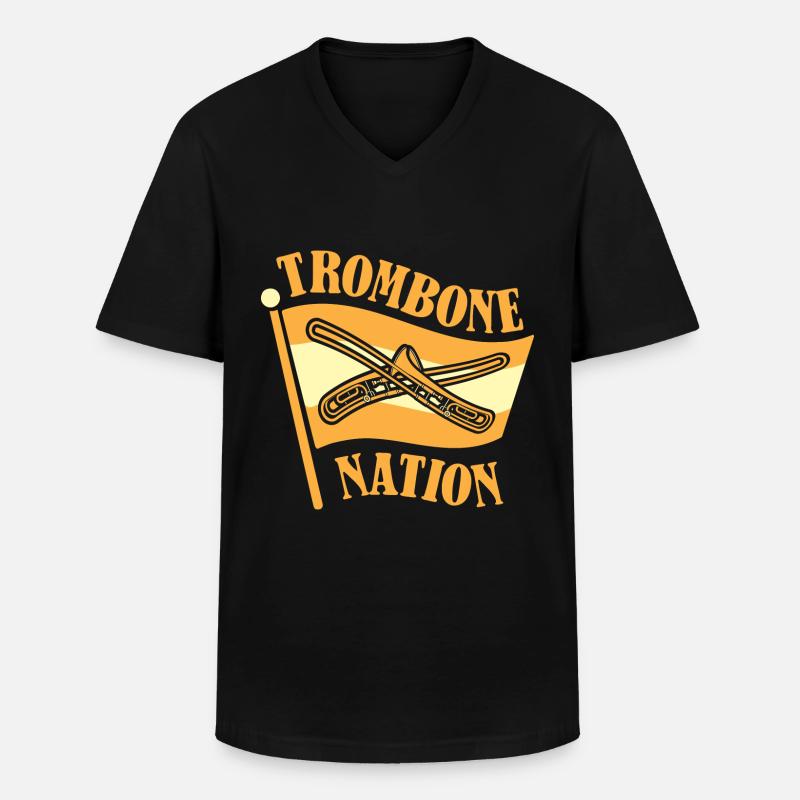 Posaune - Männer-T-Shirt mit V-Ausschnitt - Schwarz