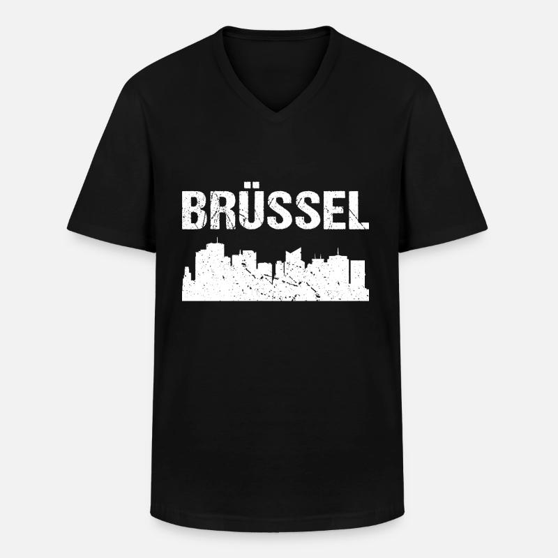 Brüssel Skyline - Männer-T-Shirt mit V-Ausschnitt - Schwarz