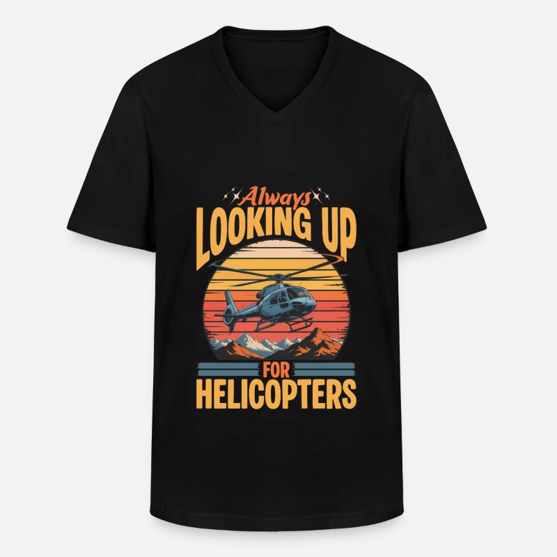 Helicopter funny Pilot - Männer-T-Shirt mit V-Ausschnitt - Schwarz