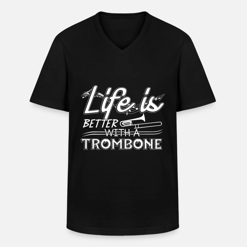Posaune - Männer-T-Shirt mit V-Ausschnitt - Schwarz
