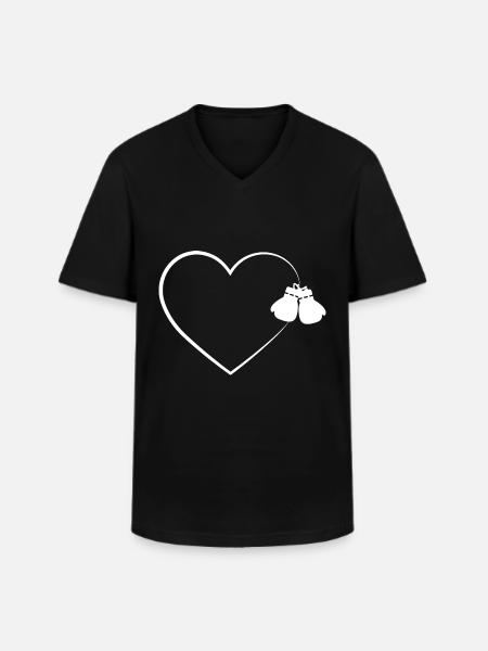 Herz 2 Boxhandschuhe - Bo - Männer-T-Shirt mit V-Ausschnitt - Schwarz