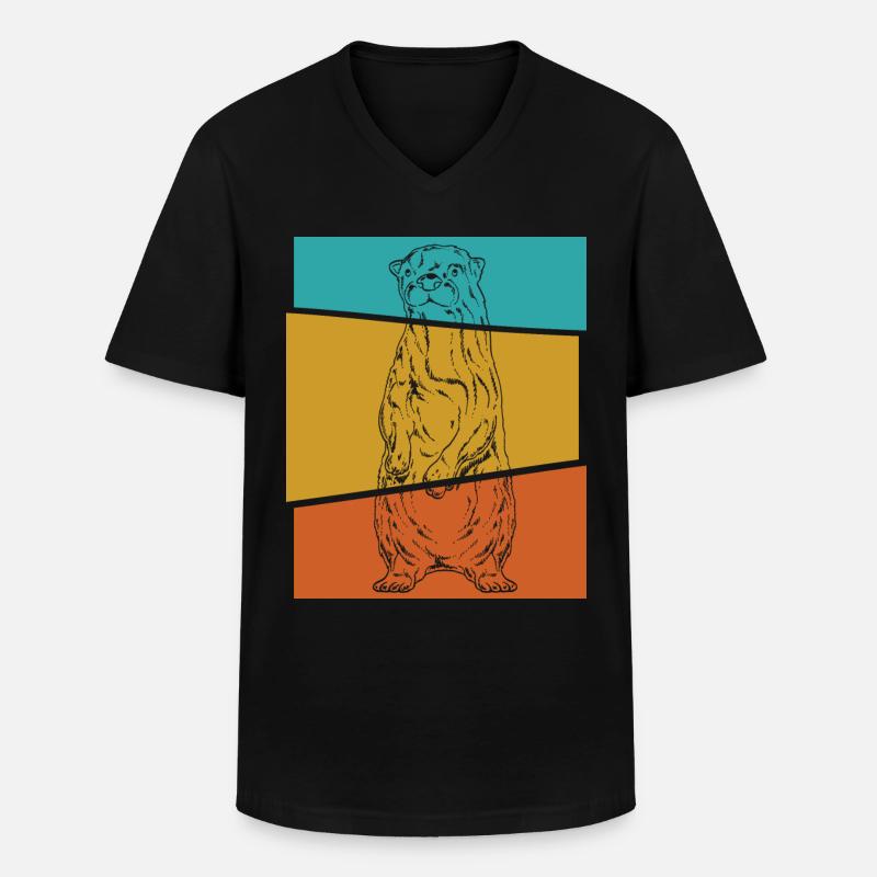 Otter - Männer-T-Shirt mit V-Ausschnitt - Schwarz