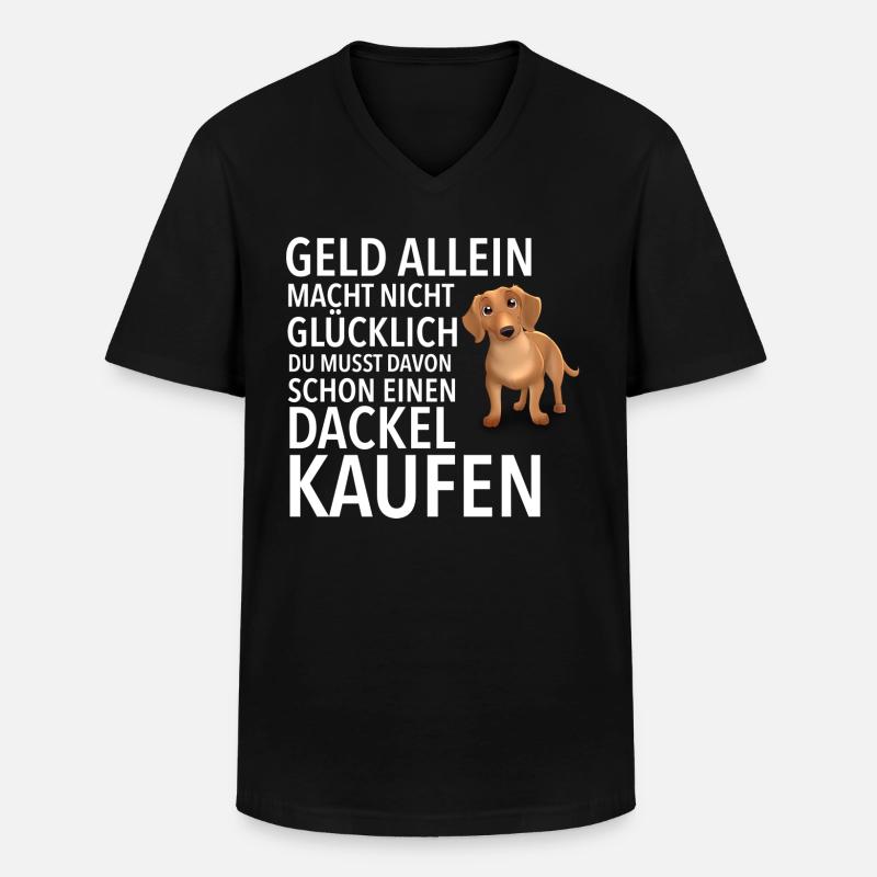 Dackel Glücklich - Dackel - Männer-T-Shirt mit V-Ausschnitt - Schwarz